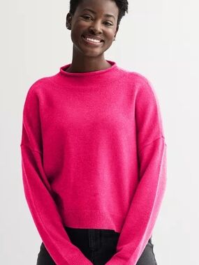 Women's NEW Hot Pink Funnel Neck Sweater